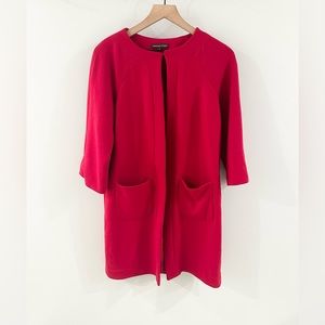 Adrienne Vitadini Long Line Jacket Red Size Medium